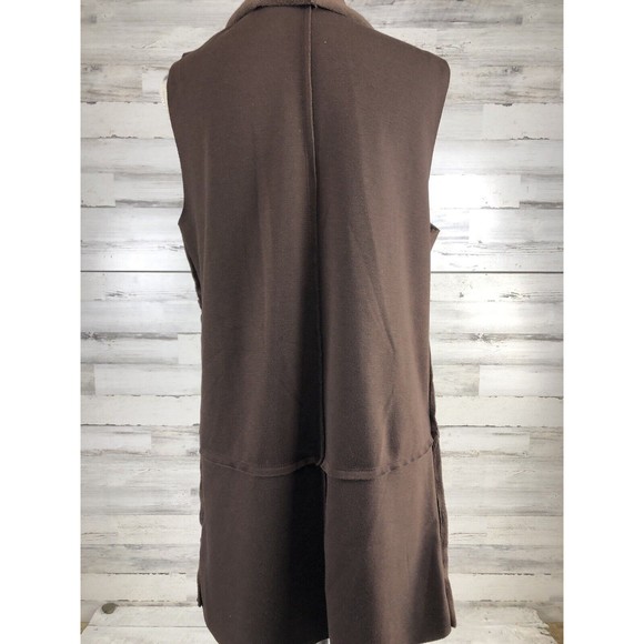 SOFT SURROUNDINGS  Brown Drape Vienna Vest Large Soft Fleece Lined Pockets - Picture 6 of 11